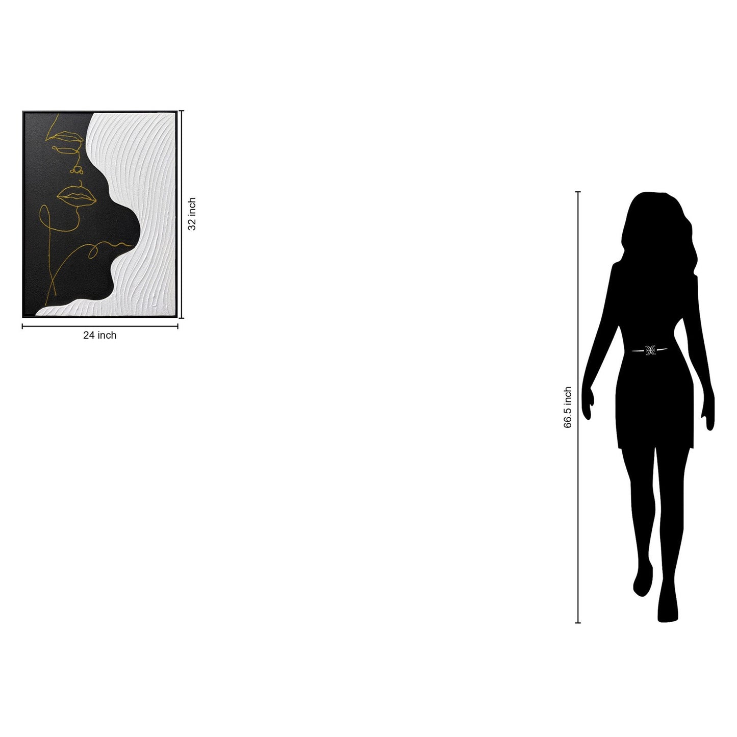 Classy Living Dramatic Contour Muse II 32"x24", Black/White/Gold