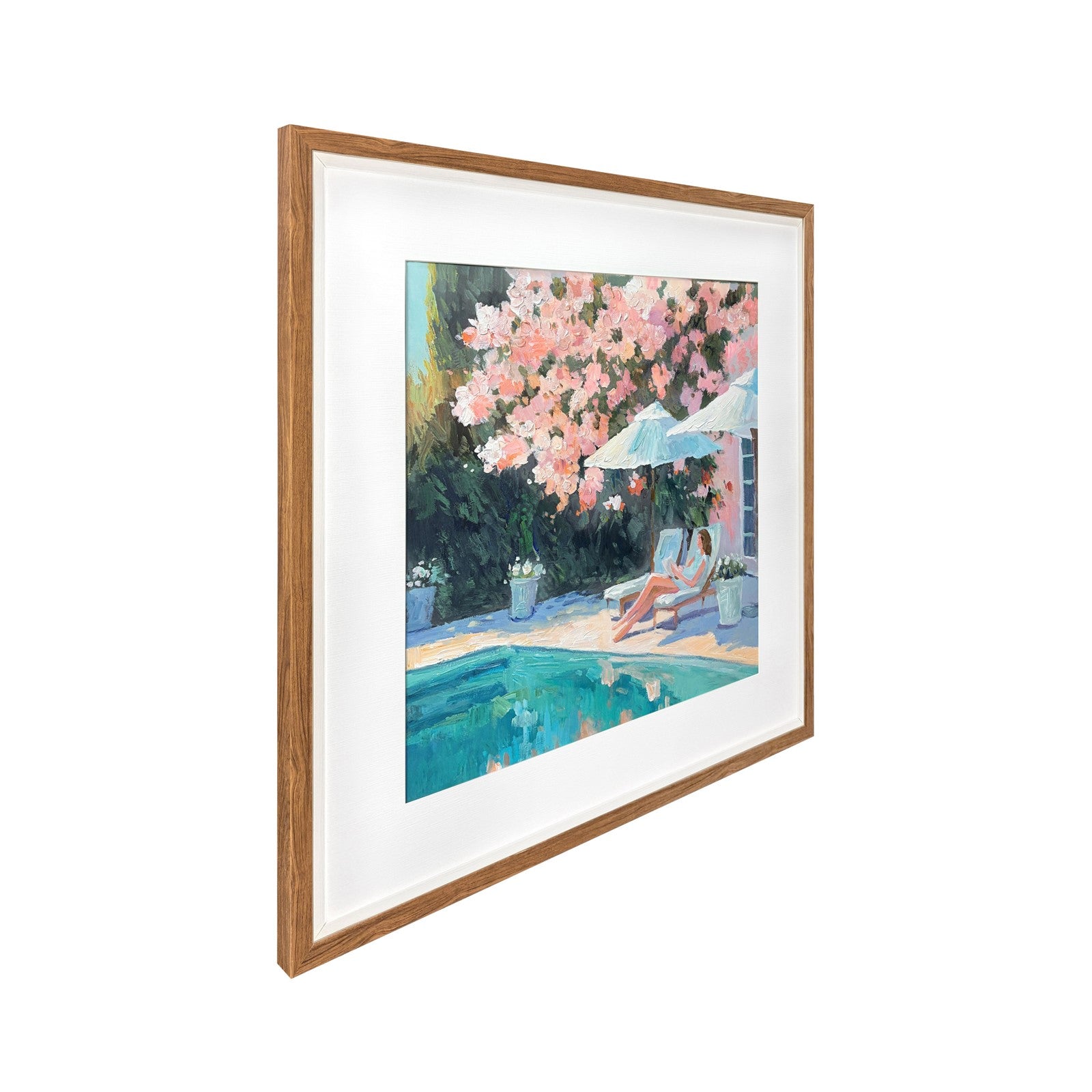 Classy Living Enchanting Poolside Blossom 32"x32", Natural Wood/White