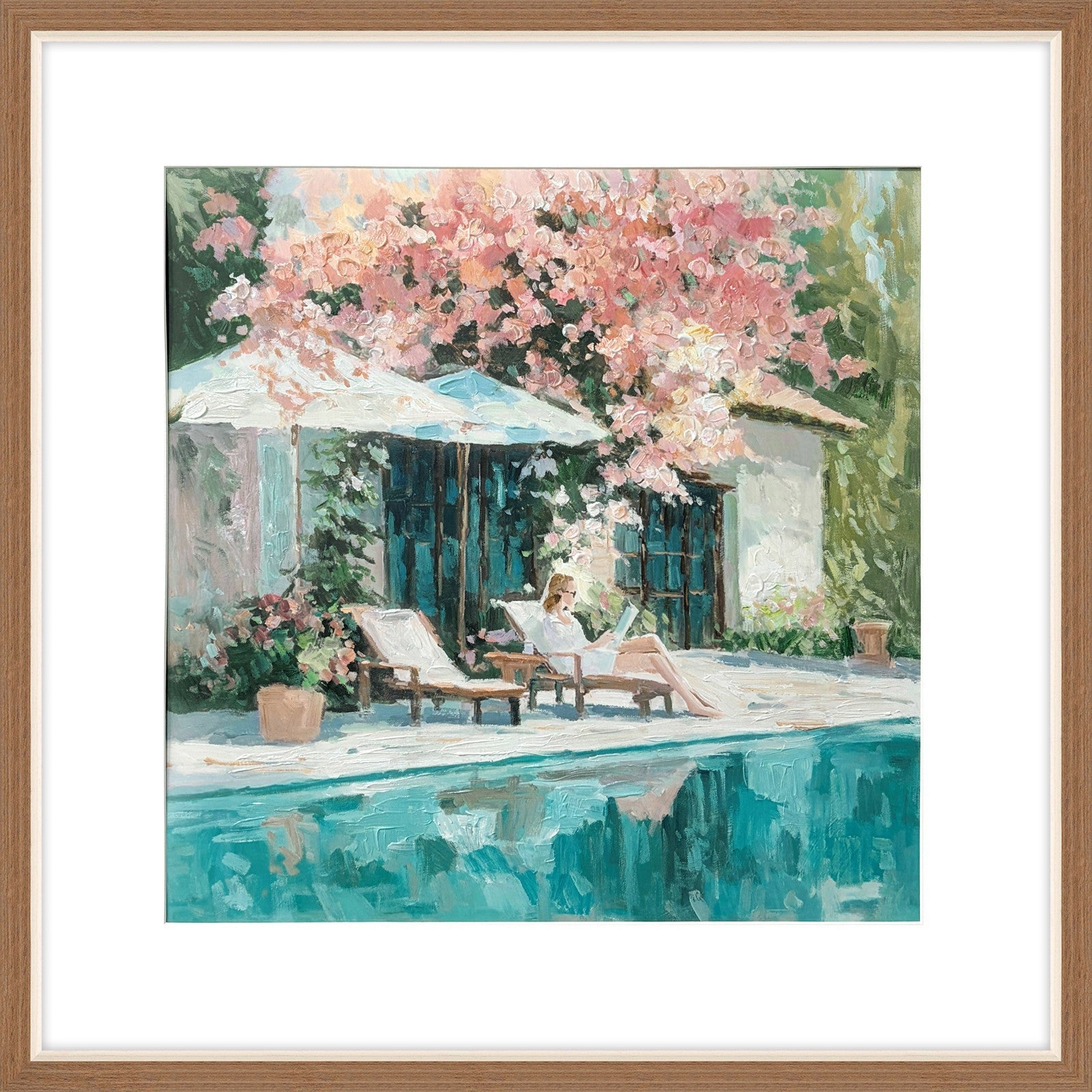 Classy Living Enchanting Poolside Blossom II 32"x32", Brown/White