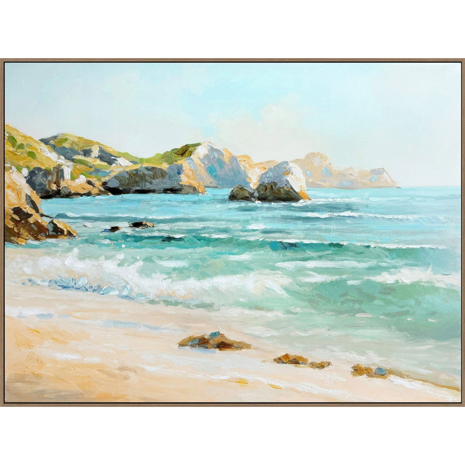 Classy Living Adventurous Coastal Daybreak, Aqua/Beige/White/Ochre