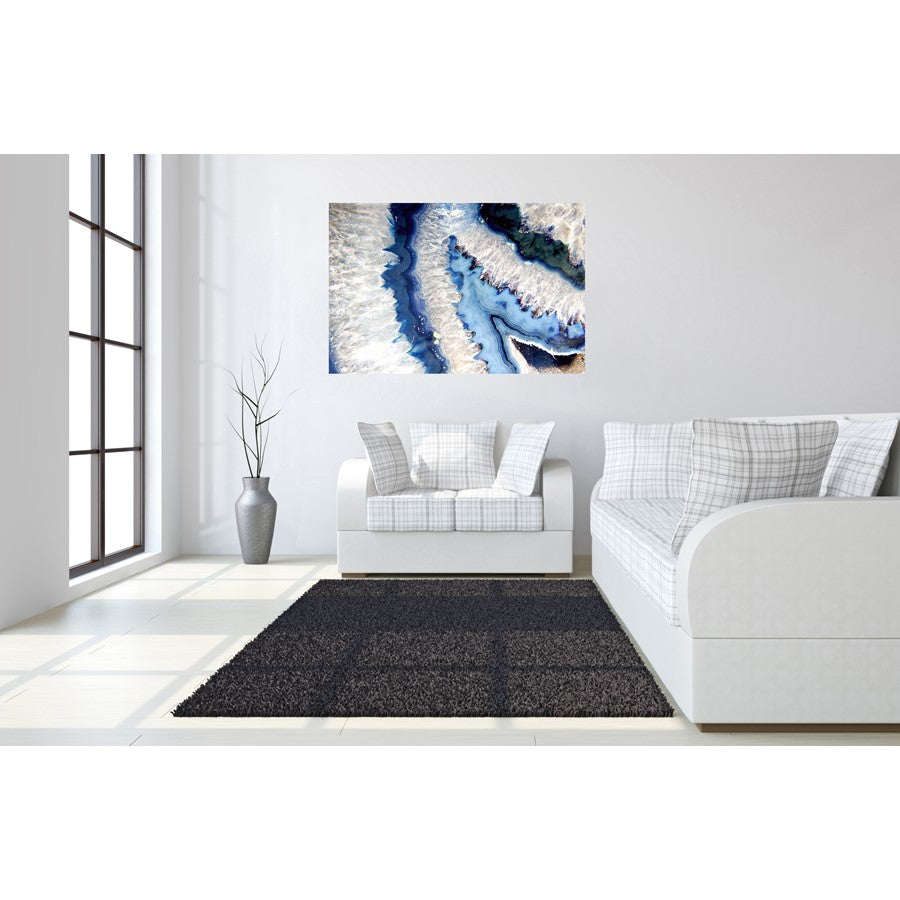 Classy Living Blue Quartz I 60x40in Frameless Wall Art | Contemporary Abstract Tempered Glass & Paper | Living Room & Office Decor | 60 x | Model SF1209