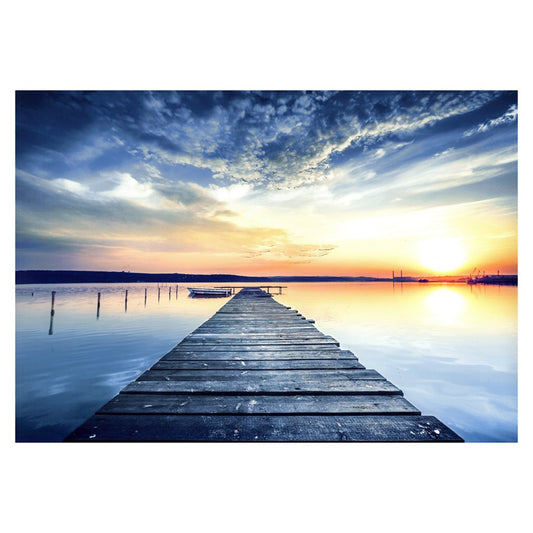 Classy Living Peaceful Panorama 60x40in Wall Art | Contemporary Multicolor Tempered Glass and Paper | Living Room & Office Coastal Decor | Model SF1211