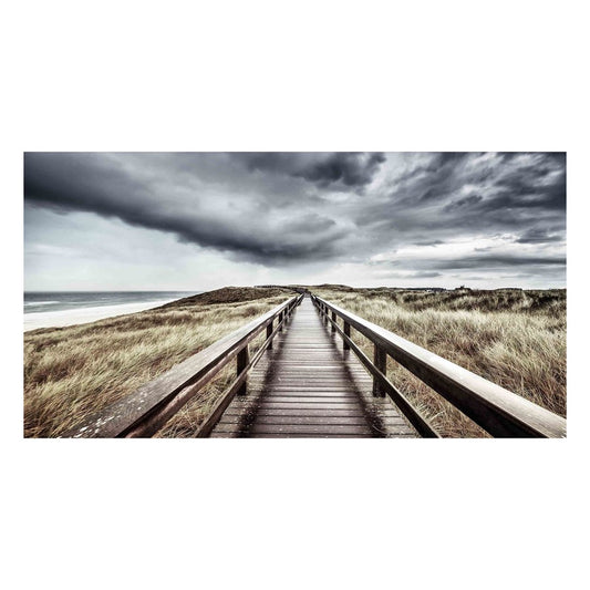 Classy Living Beach Boardwalk 60x40in Frameless Glass Wall Art | Contemporary Coastal Tempered Glass | Living Room & Hallway Decor | 60 x | Model SF1216