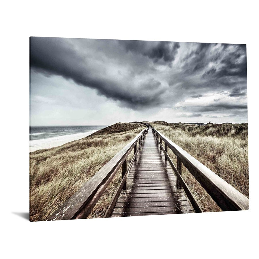 Classy Living Beach Boardwalk 60x40in Frameless Glass Wall Art | Contemporary Coastal Tempered Glass | Living Room & Hallway Decor | 60 x | Model SF1216