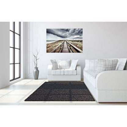 Classy Living Beach Boardwalk 60x40in Frameless Glass Wall Art | Contemporary Coastal Tempered Glass | Living Room & Hallway Decor | 60 x | Model SF1216