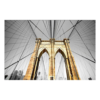 Classy Living Brooklyn Bridge 60x40in Tempered Glass Wall Art | Contemporary Multicolor Graphic Art | Living Room & Office Statement Piece | Model SF1220
