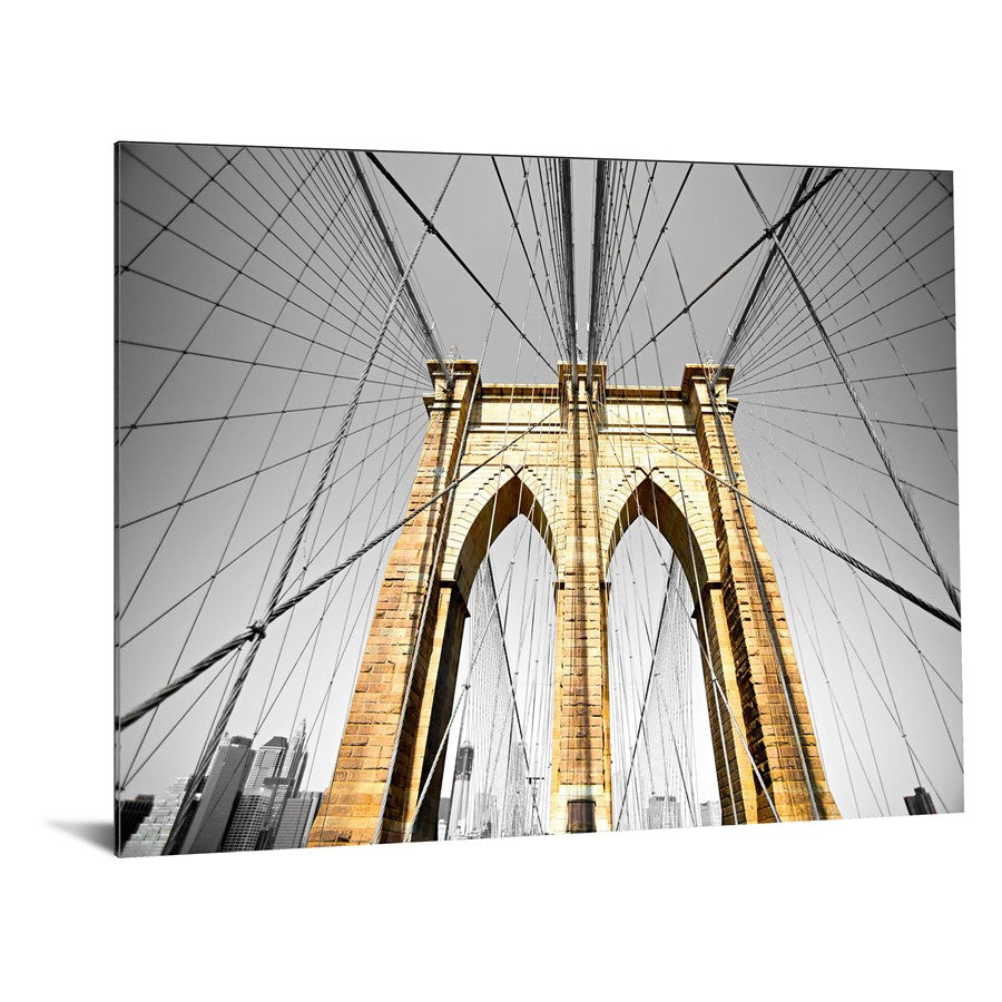 Classy Living Brooklyn Bridge 60x40in Tempered Glass Wall Art | Contemporary Multicolor Graphic Art | Living Room & Office Statement Piece | Model SF1220