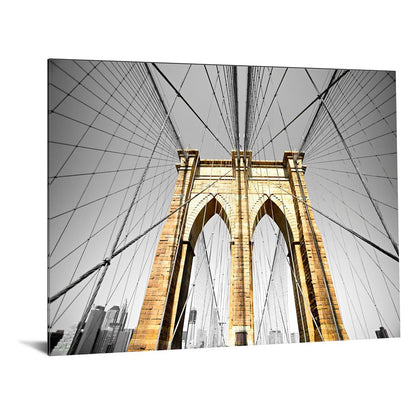 Classy Living Brooklyn Bridge 60x40in Tempered Glass Wall Art | Contemporary Multicolor Graphic Art | Living Room & Office Statement Piece | Model SF1220