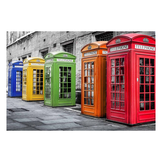 Classy Living Phone Booths 60x40 Tempered Glass Wall Art | Contemporary Multicolor Graphic Art | Living Room & Office Decor | 60 x 40 x | Model SF1222