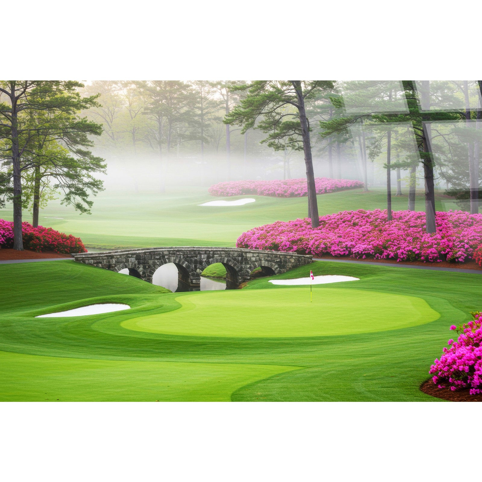 Classy Living Unstoppable Misty Fairway Bridge, Green/Pink/Gray/White