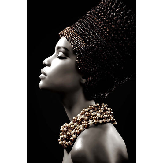 Classy Living Sultry Profile 40x60in Frameless Glass Wall Art | Contemporary Black Tempered Glass and Paper | Living Room & Bedroom | Model SF1229