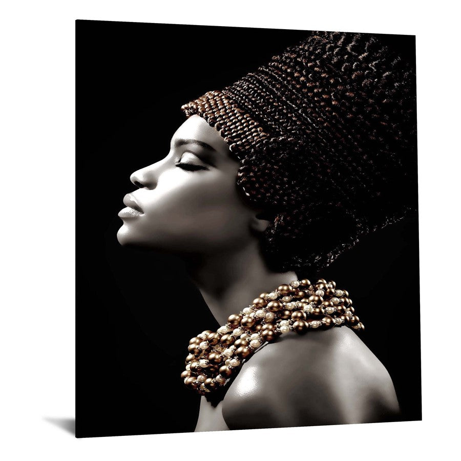 Classy Living Sultry Profile 40x60in Frameless Glass Wall Art | Contemporary Black Tempered Glass and Paper | Living Room & Bedroom | Model SF1229