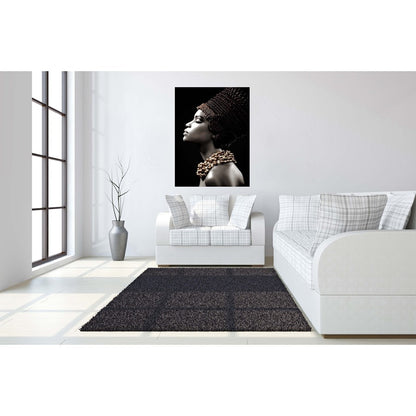 Classy Living Sultry Profile 40x60in Frameless Glass Wall Art | Contemporary Black Tempered Glass and Paper | Living Room & Bedroom | Model SF1229