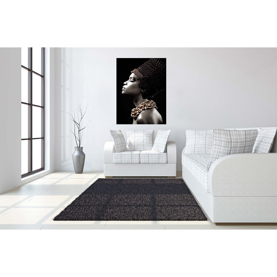 Classy Living Sultry Profile 40x60in Frameless Glass Wall Art | Contemporary Black Tempered Glass and Paper | Living Room & Bedroom | Model SF1229