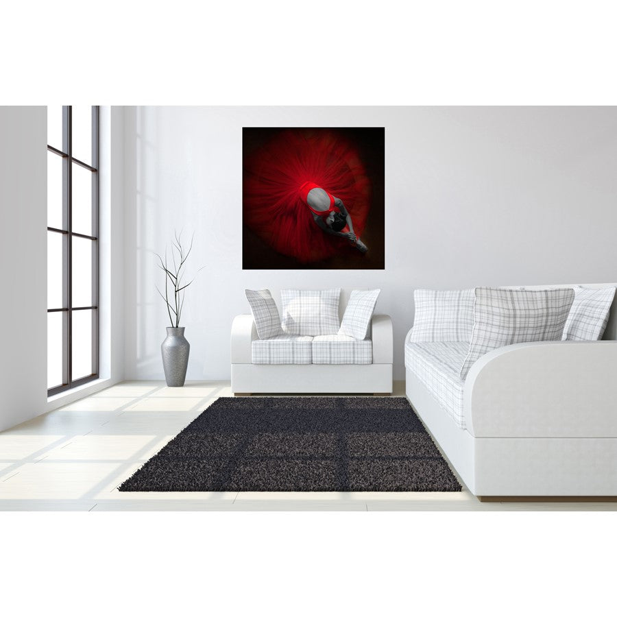 Classy Living Velvet Rehearsal 50in Square Wall Art | Contemporary Red Tempered Glass and Paper | Living Room, Bedroom & Studio Decor | 50 | Model SF1231