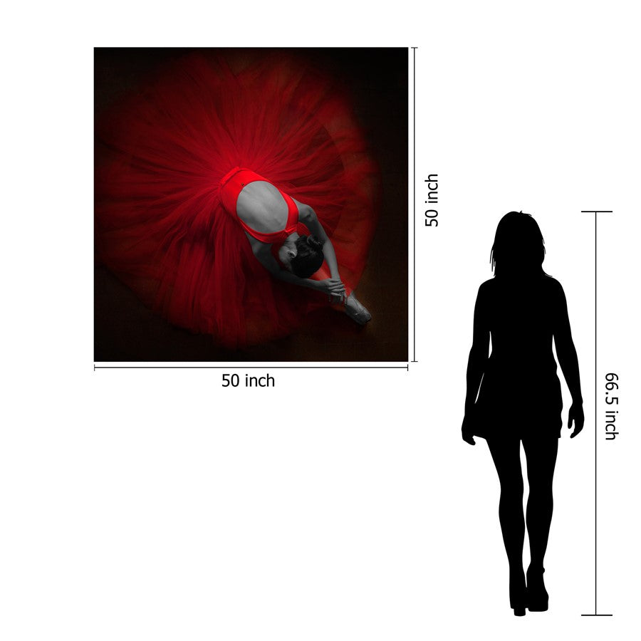Classy Living Velvet Rehearsal 50in Square Wall Art | Contemporary Red Tempered Glass and Paper | Living Room, Bedroom & Studio Decor | 50 | Model SF1231
