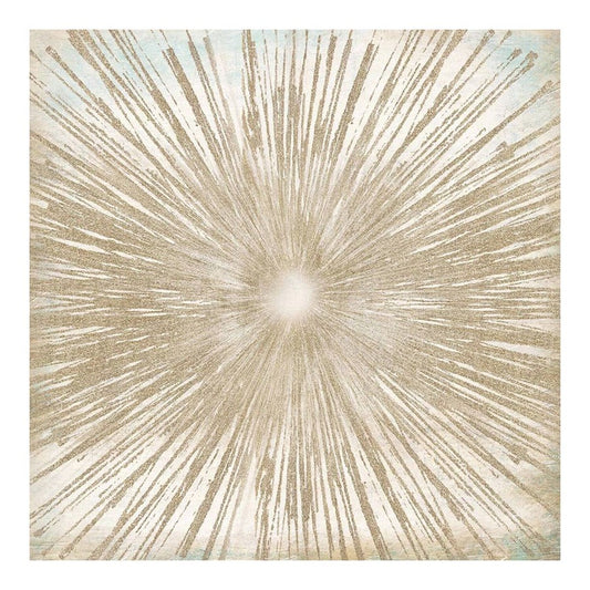 Classy Living Gold Sunburst 50in Square Wall Decor | Contemporary Frameless Tempered Glass with Gold Foil Accents | Living Room & Office | Model SF1237