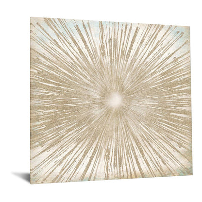 Classy Living Gold Sunburst 50in Square Wall Decor | Contemporary Frameless Tempered Glass with Gold Foil Accents | Living Room & Office | Model SF1237