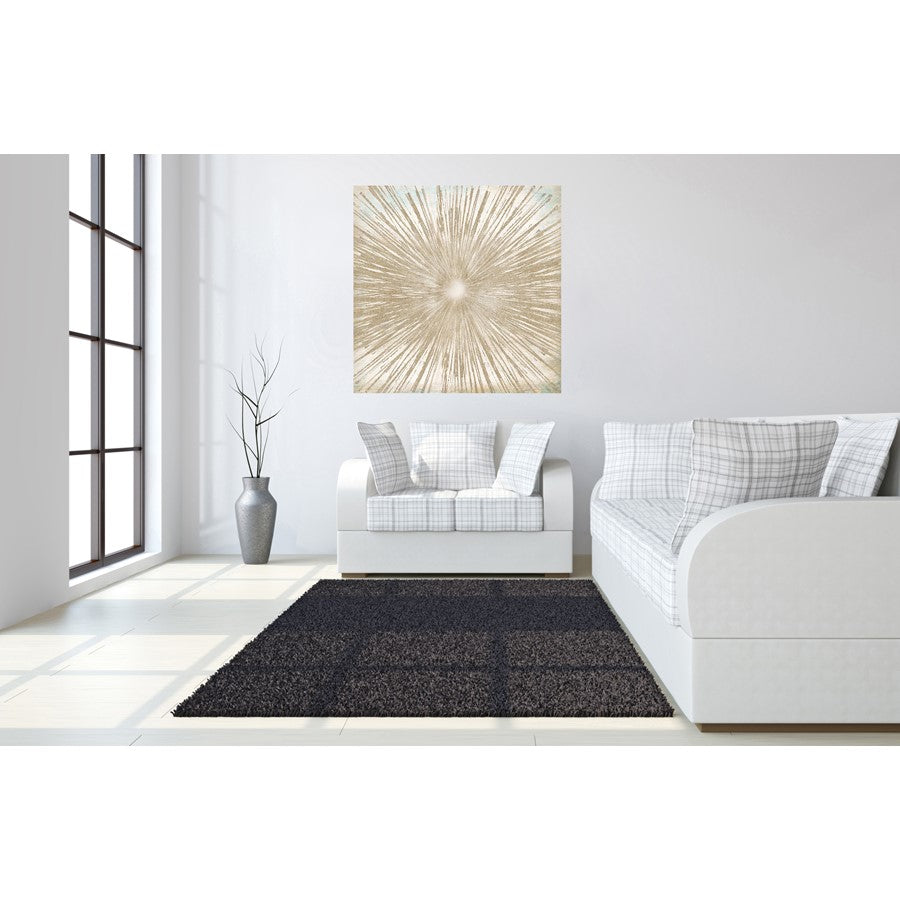 Classy Living Gold Sunburst 50in Square Wall Decor | Contemporary Frameless Tempered Glass with Gold Foil Accents | Living Room & Office | Model SF1237