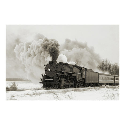 Classy Living Railroad Smoke 60x40in Frameless Glass Wall Art | Contemporary Train Photography on Tempered Glass | Living Room & Office | Model SF1308