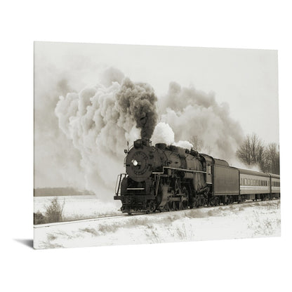 Classy Living Railroad Smoke 60x40in Frameless Glass Wall Art | Contemporary Train Photography on Tempered Glass | Living Room & Office | Model SF1308