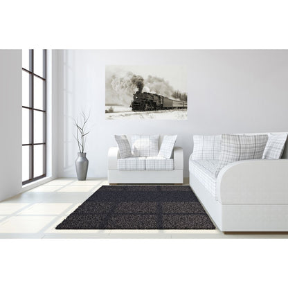 Classy Living Railroad Smoke 60x40in Frameless Glass Wall Art | Contemporary Train Photography on Tempered Glass | Living Room & Office | Model SF1308