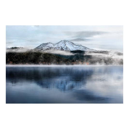 Classy Living Mountain Lake 60x40in Frameless Glass Wall Art | Contemporary Blue Multicolor Tempered Glass | Living Room & Lodge Decor | 60 | Model SF1316