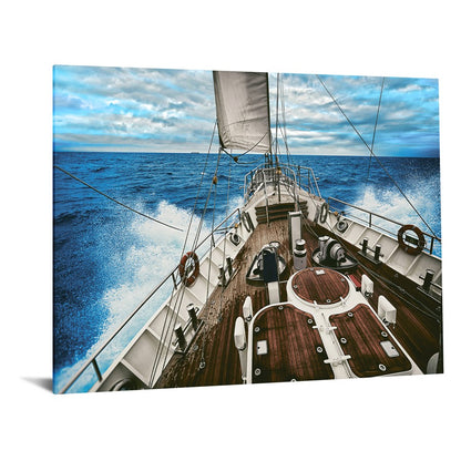 Classy Living Sailboat Waters 60x40 Frameless Glass Wall Art | Contemporary Coastal Blue Tempered Glass | Living Room & Office Decor | 60 x | Model SF1321
