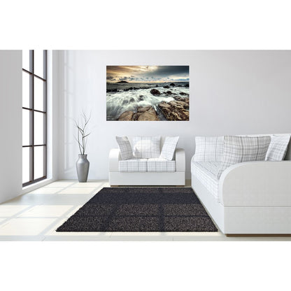 Classy Living Breaking Water 60x40in Frameless Glass Wall Art | Contemporary Multicolor Paper Print Under Tempered Glass | Living Room & | Model SF1322