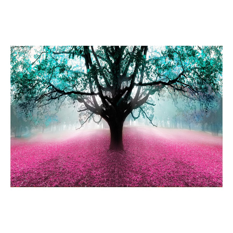 Classy Living Vibrant Forest 60x40in Frameless Glass Wall Art | Contemporary Teal & Magenta Paper Art | Living Room & Office Decor | 60 x | Model SF1323