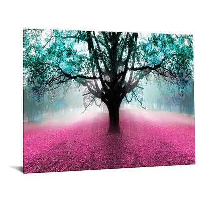 Classy Living Vibrant Forest 60x40in Frameless Glass Wall Art | Contemporary Teal & Magenta Paper Art | Living Room & Office Decor | 60 x | Model SF1323