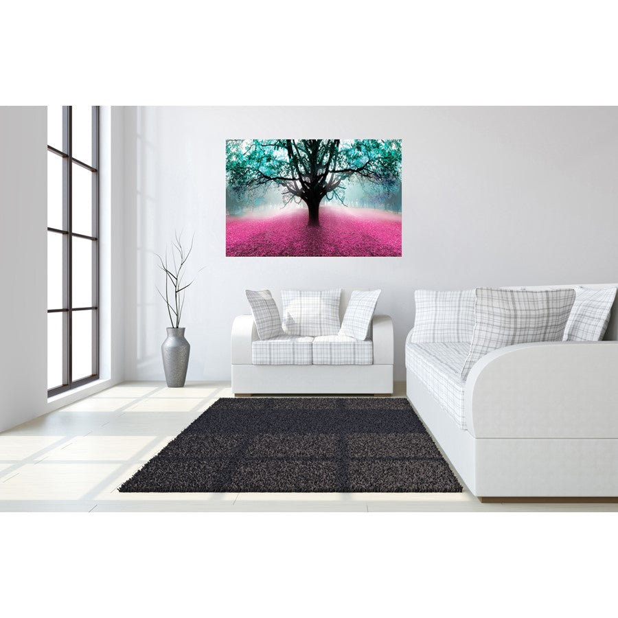 Classy Living Vibrant Forest 60x40in Frameless Glass Wall Art | Contemporary Teal & Magenta Paper Art | Living Room & Office Decor | 60 x | Model SF1323