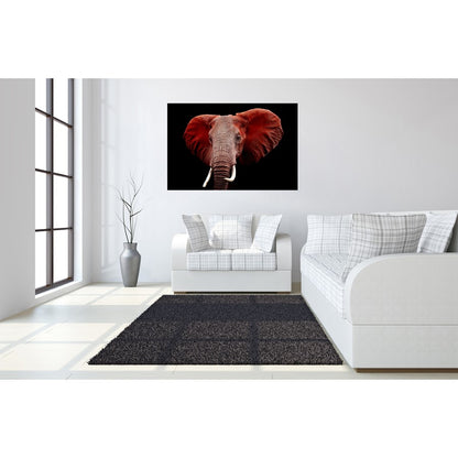 Classy Living Red Elephant 60x40in Frameless Glass Wall Art | Contemporary Multicolor Paper Art | Living Room & Office Focal Point | 60 x | Model SF1331