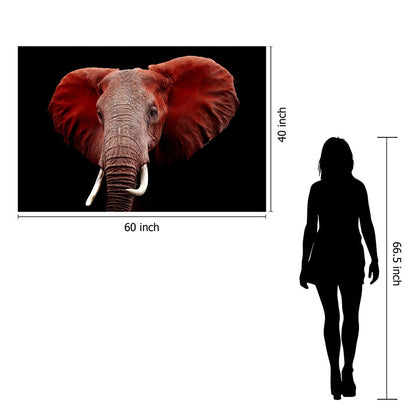 Classy Living Red Elephant 60x40in Frameless Glass Wall Art | Contemporary Multicolor Paper Art | Living Room & Office Focal Point | 60 x | Model SF1331