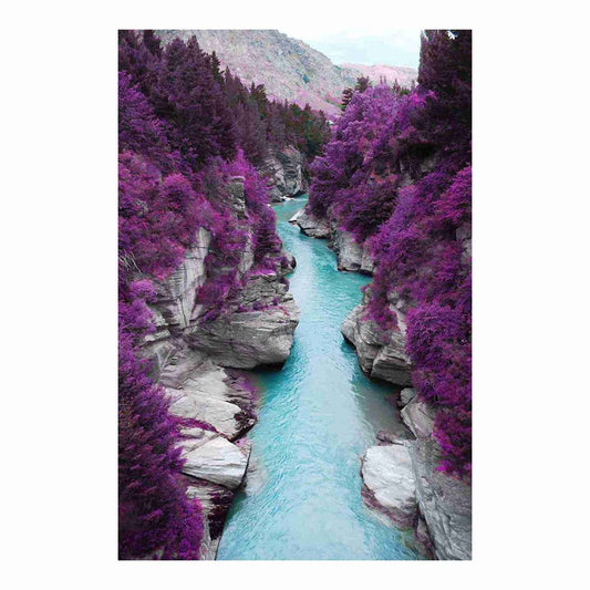 Classy Living Blooming Canyon 40x60 Frameless Glass Wall Art | Contemporary Purple Multicolor Landscape | Living Room & Office Decor | 40 x | Model SF1341