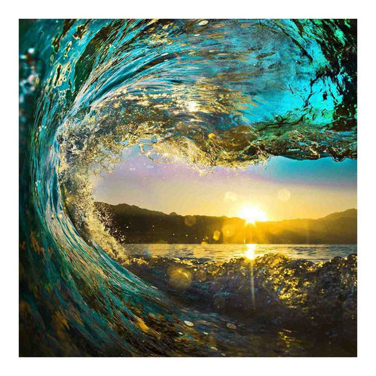 Classy Living Catching the Sun 50in Square Wall Art | Contemporary Multicolor Tempered Glass | Living Room & Bedroom Coastal Decor | 50 x | Model SF1342