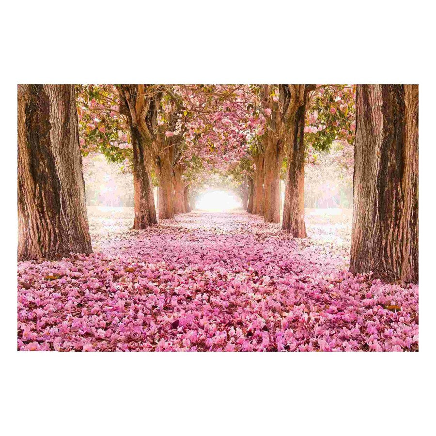 Classy Living Pink Cherry Blossom 60x40in Rectangle Wall Art | Contemporary Tempered Glass and Paper | Living Room, Bedroom & Office Decor | Model SF1343
