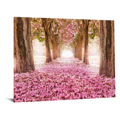 Classy Living Pink Cherry Blossom 60x40in Rectangle Wall Art | Contemporary Tempered Glass and Paper | Living Room, Bedroom & Office Decor | Model SF1343