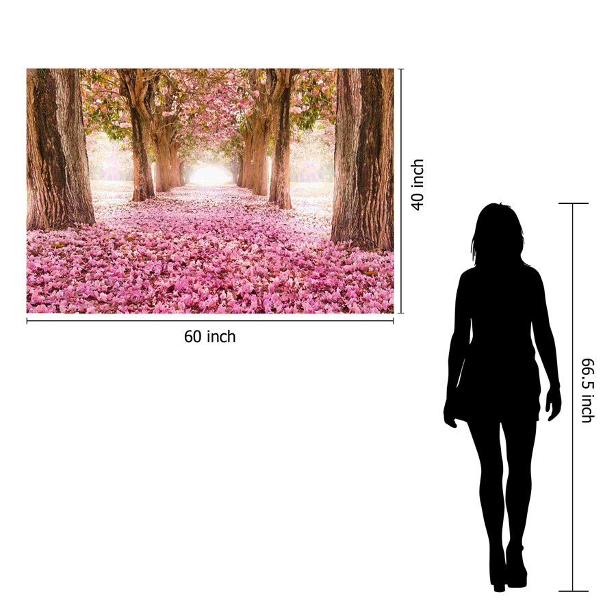 Classy Living Pink Cherry Blossom 60x40in Rectangle Wall Art | Contemporary Tempered Glass and Paper | Living Room, Bedroom & Office Decor | Model SF1343