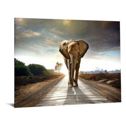 Classy Living Elephant Journey 60x40in Wall Art | Contemporary Tempered Glass Graphic Art | Living Room & Office Decor | 60 x 40 x 0.125 in | Model SF1349