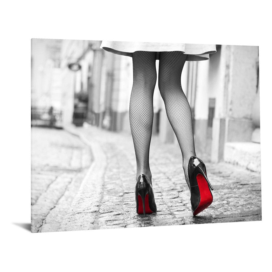 Classy Living Red Bottom Runwayless 60x40in Wall Art | Contemporary Frameless Tempered Glass | Living Room & Bedroom Statement Piece | 60 x | Model SF1351