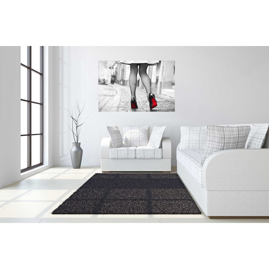 Classy Living Red Bottom Runwayless 60x40in Wall Art | Contemporary Frameless Tempered Glass | Living Room & Bedroom Statement Piece | 60 x | Model SF1351