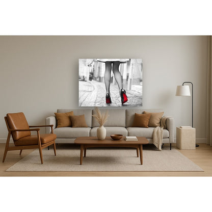 Classy Living Red Bottom Runwayless 60x40in Wall Art | Contemporary Frameless Tempered Glass | Living Room & Bedroom Statement Piece | 60 x | Model SF1351