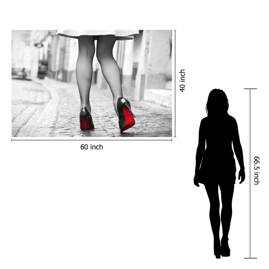 Classy Living Red Bottom Runwayless 60x40in Wall Art | Contemporary Frameless Tempered Glass | Living Room & Bedroom Statement Piece | 60 x | Model SF1351