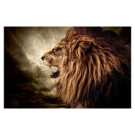 Classy Living Hear Me Roar 60x40in Frameless Glass Wall Art | Contemporary Multicolor Paper Art | Living Room & Office Statement Piece | 60 | Model SF1355