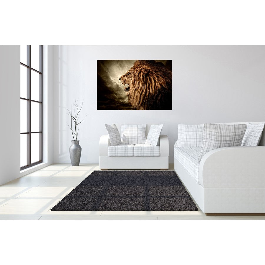 Classy Living Hear Me Roar 60x40in Frameless Glass Wall Art | Contemporary Multicolor Paper Art | Living Room & Office Statement Piece | 60 | Model SF1355