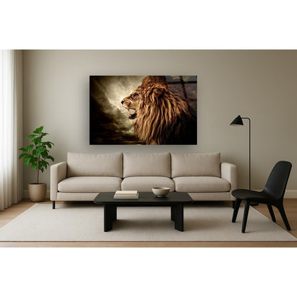 Classy Living Hear Me Roar 60x40in Frameless Glass Wall Art | Contemporary Multicolor Paper Art | Living Room & Office Statement Piece | 60 | Model SF1355