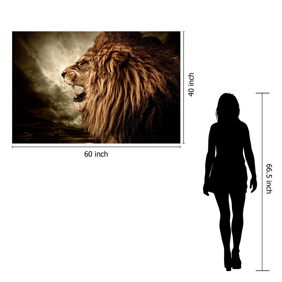 Classy Living Hear Me Roar 60x40in Frameless Glass Wall Art | Contemporary Multicolor Paper Art | Living Room & Office Statement Piece | 60 | Model SF1355