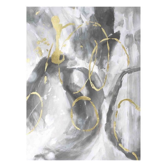 Classy Living Abstract Spiral 40x60 Frameless Glass Wall Art | Contemporary Gray White Gold | Living Room & Office Decor | 40 x 60 x 0.125 | Model SF1358