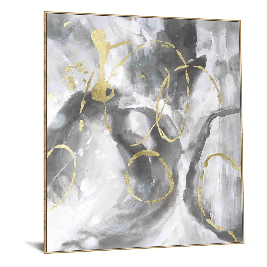 Classy Living Abstract Spiral 40x60 Frameless Glass Wall Art | Contemporary Gray White Gold | Living Room & Office Decor | 40 x 60 x 0.125 | Model SF1358
